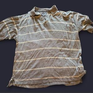 Classic Siegfried Men's Striped Polo Shirt - Gray Beige